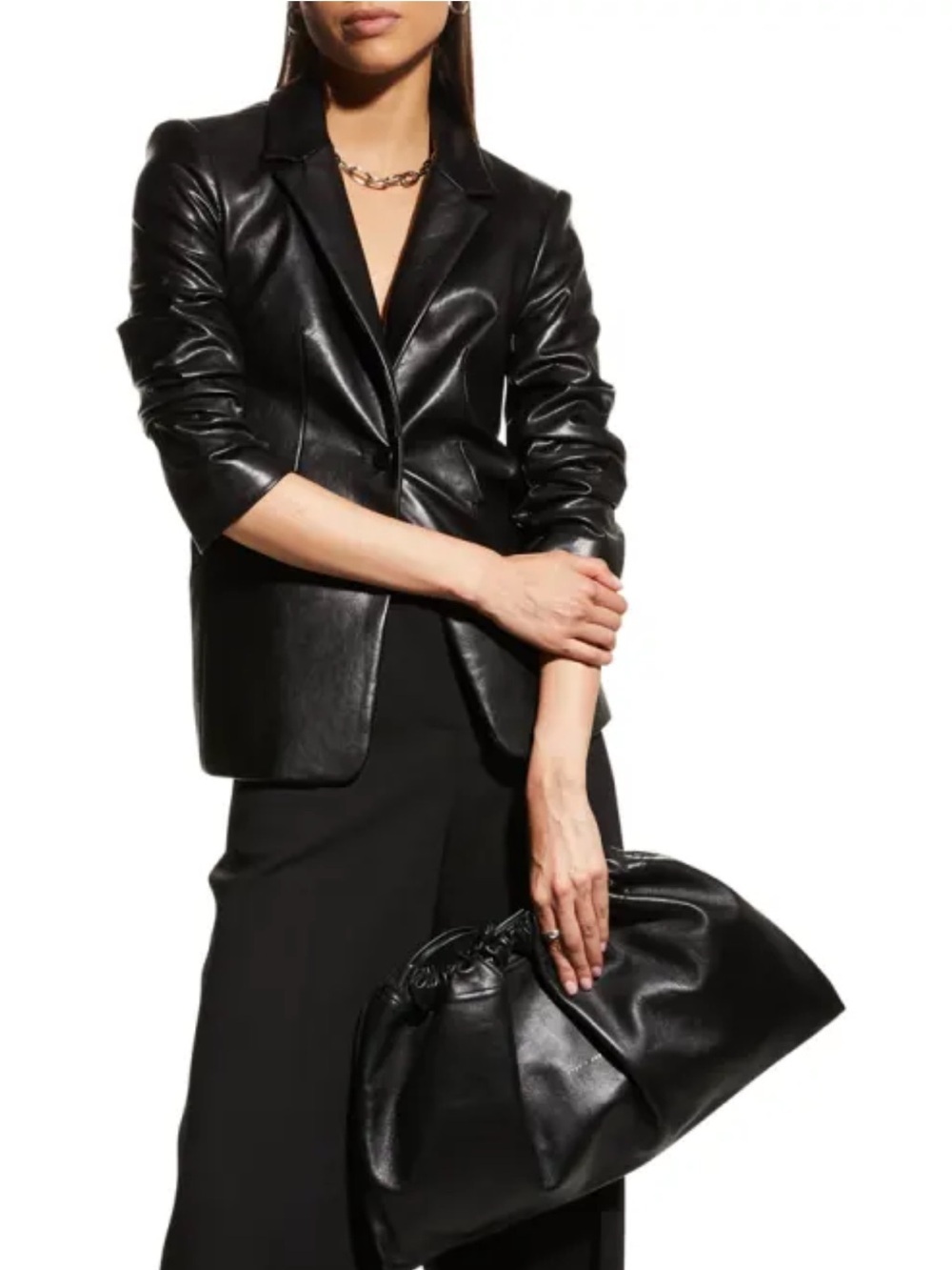 CINQ À SEPT Kylie Faux Leather Blazer Black Color Womens size 2